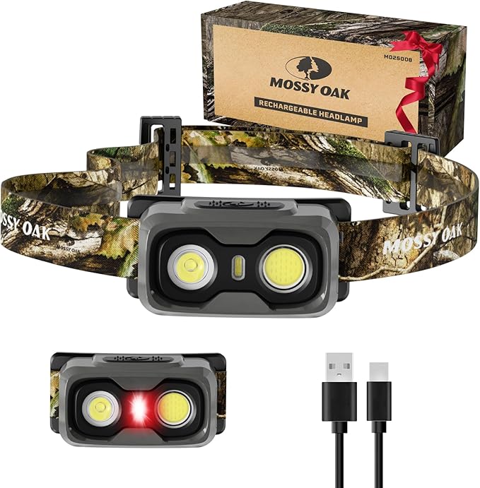 Mossy Oak 600lm Rechargeable Headlamp: Best Camping Gear | ForAllCamping