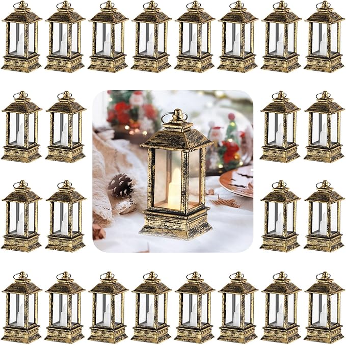 Create Magic with 24 Vintage Brass Mini LED Lanterns | ForAllCamping