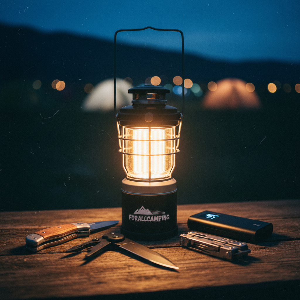 Premium FORALLCAMPING Lighting & Tools on California meadow