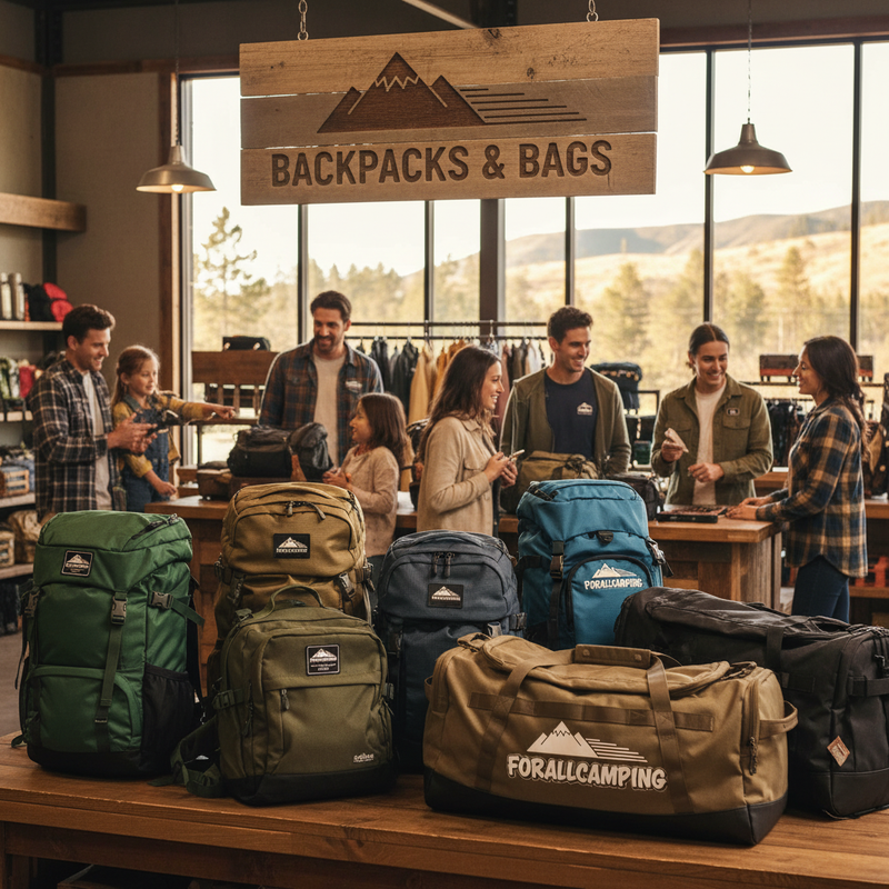 Premium FORALLCAMPING Backpacks & Bags on California meadow