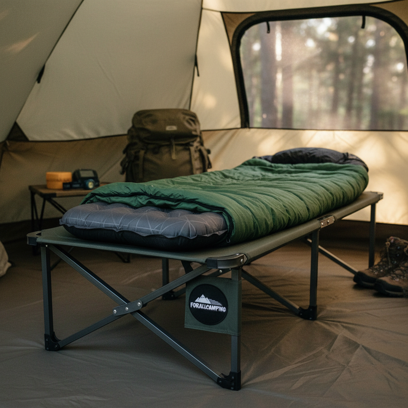 Premium FORALLCAMPING Camp Cots on California meadow