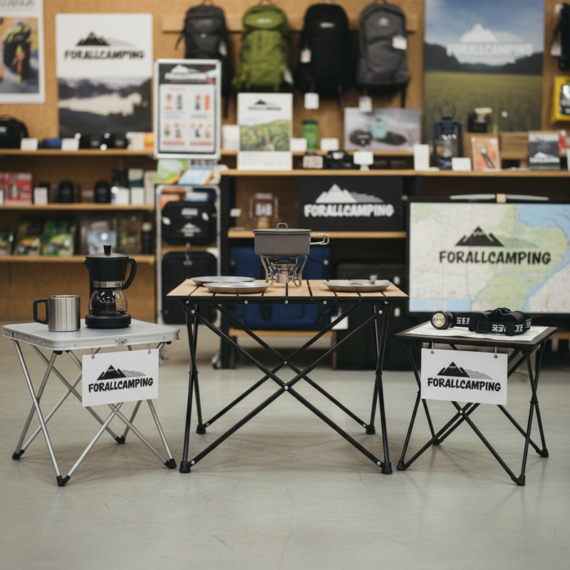 Premium FORALLCAMPING Camping Tables on California meadow