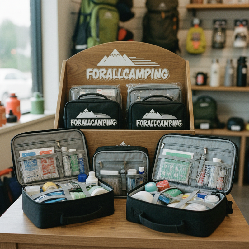 Premium FORALLCAMPING First Aid Kits on California meadow