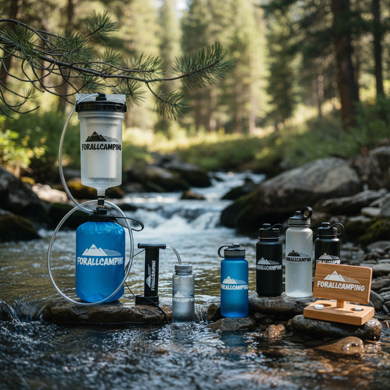 Premium FORALLCAMPING Hydration & Water Filters on California meadow