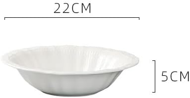 Camping Plates 8.75-inch Hotel Kitchen Tableware White Porcelain Lace Plate with Different Patterns Deep Bowl Club Restaurant Creative Dish Special Cold Decorative Plate(8.75 in)