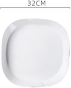 Camping Plates 9-inch White Ceramic Hotel Kitchen Tableware Blue and Rounded Corner Origami Flat Plate Display Cold Dish Club Special Creative Decorative Plate(13 in)