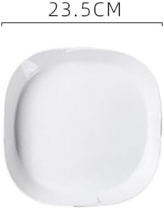 Camping Plates 9-inch White Ceramic Hotel Kitchen Tableware Blue and Rounded Corner Origami Flat Plate Display Cold Dish Club Special Creative Decorative Plate(9 in)