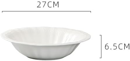 Camping Plates 8.75-inch Hotel Kitchen Tableware White Porcelain Lace Plate with Different Patterns Deep Bowl Club Restaurant Creative Dish Special Cold Decorative Plate(10.75 in)