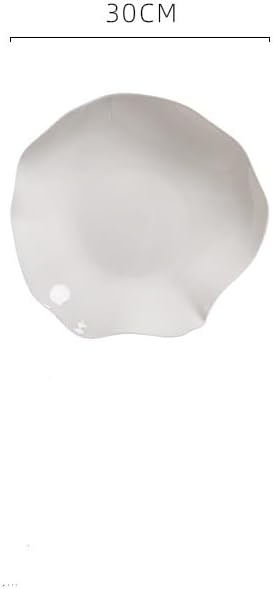 Camping Plates 10-inch Hotel Kitchen Tableware Special-Shaped Pure White Cold Dish Stir-Fry Plate Chinese Style Irregular Creative Club Decorative Plate(12 in)