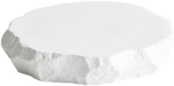 Camping Plates White Special-Shaped Ceramic Stone Pattern Western Dinner Plate Flat Plate Tray Dish Plate Hotel Restaurant Hotel Cold Dish Tableware Decorative Plate(B)