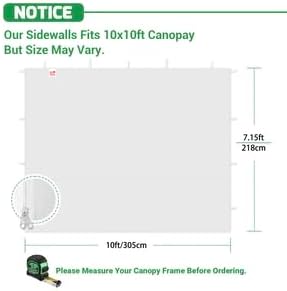 Instant Canopy Tent Sidewalls for 10x10 Pop Up Canopy 210D Waterproof,4 Piece Sidewalls, with Doors,White(4PCS Sidewalls Only, Canopy Tent NOT Included) (Durable Gray, 10 * 10ft 4Pcs)