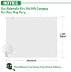 Instant Canopy Tent Sidewalls for 10x10 Pop Up Canopy 210D Waterproof,4 Piece Sidewalls, with Doors,White(4PCS Sidewalls Only, Canopy Tent NOT Included) (Durable Gray, 10 * 10ft 4Pcs)