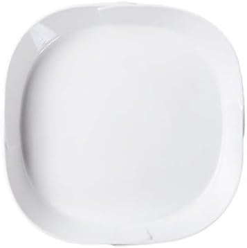 Camping Plates 9-inch White Ceramic Hotel Kitchen Tableware Blue and Rounded Corner Origami Flat Plate Display Cold Dish Club Special Creative Decorative Plate(13 in)