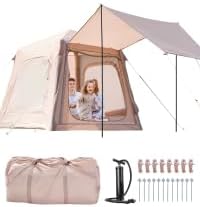 ABORON 2/6/8/10/12 Person Inflatable Camping Tent, Easy Setup Blow Up Tent with Hand Pump, PU3000mm Waterproof & Breathable 4 Season Glamping Tent for Outdoor Camping