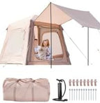 ABORON 2/6/8/10/12 Person Inflatable Camping Tent, Easy Setup Blow Up Tent with Hand Pump, PU3000mm Waterproof & Breathable 4 Season Glamping Tent for Outdoor Camping
