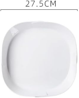 Camping Plates 9-inch White Ceramic Hotel Kitchen Tableware Blue and Rounded Corner Origami Flat Plate Display Cold Dish Club Special Creative Decorative Plate(11 in)