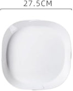 Camping Plates 9-inch White Ceramic Hotel Kitchen Tableware Blue and Rounded Corner Origami Flat Plate Display Cold Dish Club Special Creative Decorative Plate(11 in)
