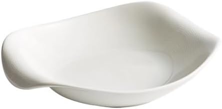 Camping Plates 9.5-inch Western Steak Dinner Plate Household Ceramic Hotel Tableware White Deep Soup Dish Restaurant Decorative Plate(9.5 in)