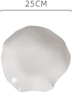 Camping Plates 10-inch Hotel Kitchen Tableware Special-Shaped Pure White Cold Dish Stir-Fry Plate Chinese Style Irregular Creative Club Decorative Plate(10 in)