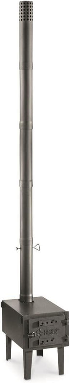 Guide Gear Outdoor Wood Burning Stove; Portable with Chimney Pipe for Cooking and Camping