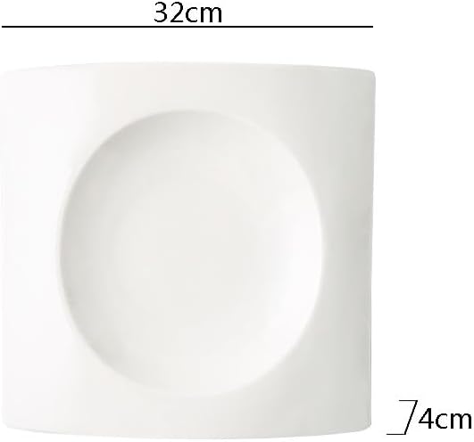 Camping Plates Ceramic Dinner Plate Creative Square Deep Plate Thick Soup Plate Dessert Plates Sushi Plates Restaurant Specialty Tableware Cold Dish Plate Decorative Plate(B 12.5 inch)