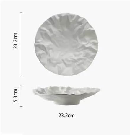 Camping Plates Creative Dinner Plates Household Western Food Dinner Plate Creativity Shiwen Ceramic Tableware Household Cake Tray Decorative Plate(White -9 inches)