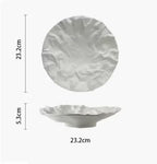 Camping Plates Creative Dinner Plates Household Western Food Dinner Plate Creativity Shiwen Ceramic Tableware Household Cake Tray Decorative Plate(White -9 inches)