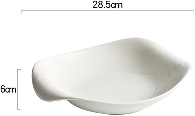 Camping Plates 9.5-inch Western Steak Dinner Plate Household Ceramic Hotel Tableware White Deep Soup Dish Restaurant Decorative Plate(11.5 in)
