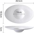 Camping Plates Nordic Dinner Plate Pasta Special Creative Oval Ceramic Tableware Commercial Hotel Decorative Plate(B,Medium)