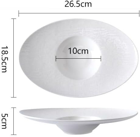 Camping Plates Nordic Dinner Plate Pasta Special Creative Oval Ceramic Tableware Commercial Hotel Decorative Plate(A,Medium)