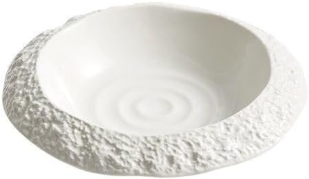 Camping Plates 8.5-inch Rock-Grain Ceramic Plate Household Deep Dish Creative Hotel Restaurant Tableware White Dinner Soup Decorative Plate(12 in)