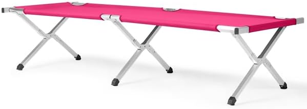 Portable Folding Camping Cot, Heavy Duty Sleeping Bed with Carrying Bag, 610D Oxford Cloth & Lightweight Aluminum Frame, 275lbs Load, Outdoor Cot for Adults, Travel, Hiking, Office (Pink, 1 Pack)