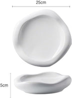 Camping Plates Creative Western Hotel Ceramic Dish Restaurant Special-Shaped White Cloud Artistic Conception Dessert Pastry Pure Tableware Decorative Plate(10 in)