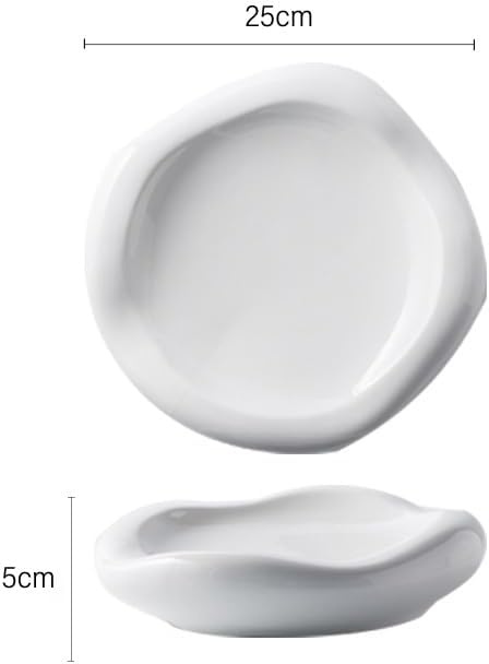 Camping Plates Creative Western Hotel Ceramic Dish Restaurant Special-Shaped White Cloud Artistic Conception Dessert Pastry Pure Tableware Decorative Plate(10 in)