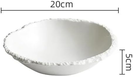 Camping Plates Simple White Ceramic Soup Bowl Kitchen Restaurant Special Tableware Creative Texture Salad Bowl Noodles Bowls Dinner Plate Dish Plate Decorative Plate(A 8inch)