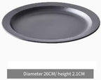 Camping Plates Japanese Style Black Breakfast Tableware Creative Set Bowls and Plates Home Steak Western Flat Salad Decorative Plate(3PCS)