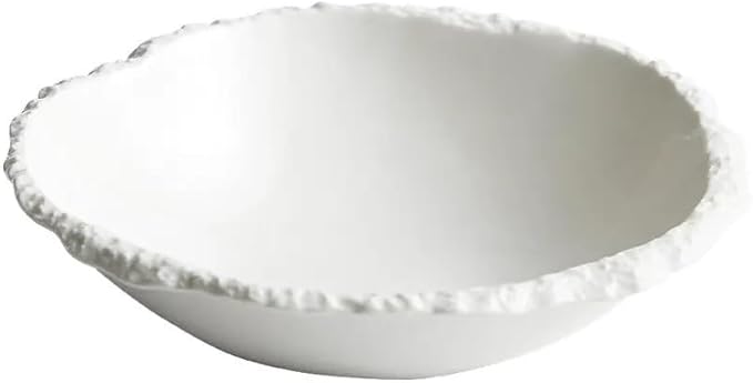 Camping Plates Simple White Ceramic Soup Bowl Kitchen Restaurant Special Tableware Creative Texture Salad Bowl Noodles Bowls Dinner Plate Dish Plate Decorative Plate(A 8inch)