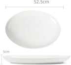 Camping Plates White Ceramic Tableware Large Plate Chicken Oval Fish Home Steamed Decorative Plate(20inch)