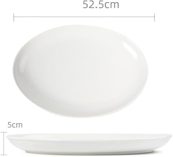 Camping Plates White Ceramic Tableware Large Plate Chicken Oval Fish Home Steamed Decorative Plate(20inch)