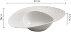 Camping Plates White Dinner Plate Ceramic Soup Bowl Fruit Salad Bowl Hotel Western Tableware Creative Plate Decorative Plate(14-inch)