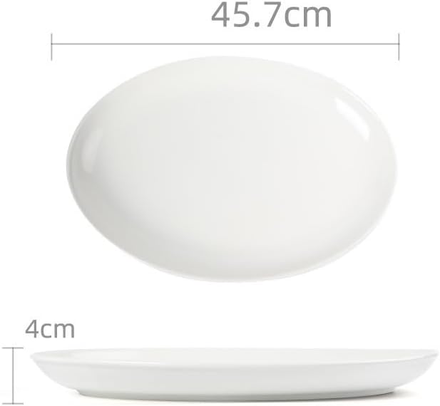 Camping Plates White Ceramic Tableware Large Plate Chicken Oval Fish Home Steamed Decorative Plate(18inch)
