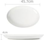 Camping Plates White Ceramic Tableware Large Plate Chicken Oval Fish Home Steamed Decorative Plate(18inch)
