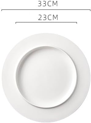Camping Plates 11-inch White Ceramic Hotel Kitchen Tableware Round Display Plate Special Creative Dish Club Cold Decorative Plate(13 in)