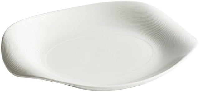 Camping Plates 9.5-inch Western Steak Dinner Plate Household Ceramic Hotel Tableware White Deep Soup Dish Restaurant Decorative Plate(12.5 in)