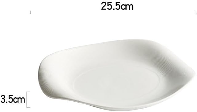 Camping Plates 9.5-inch Western Steak Dinner Plate Household Ceramic Hotel Tableware White Deep Soup Dish Restaurant Decorative Plate(10.5 in)