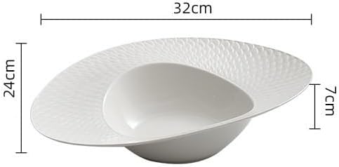 Camping Plates White Dinner Plate Ceramic Soup Bowl Fruit Salad Bowl Hotel Western Tableware Creative Plate Decorative Plate(12-inch)