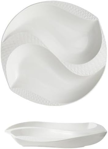 Camping Plates 10.5-inch Hotel Ceramic Tableware With Irregular White Plates And Creative Mandarin Duck Artistic Conception For Private Dishes Cold Decorative Plate(10.5 in)