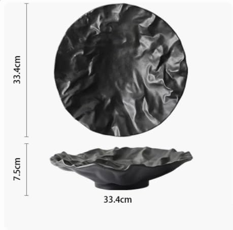 Camping Plates Creative Dinner Plates Household Western Food Dinner Plate Creativity Shiwen Ceramic Tableware Household Cake Tray Decorative Plate(Black -13 inches)