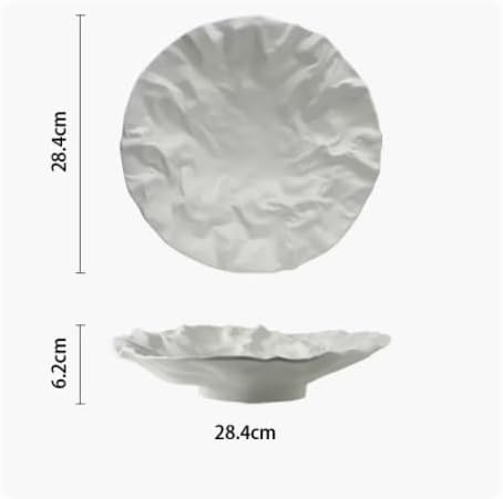 Camping Plates Creative Dinner Plates Household Western Food Dinner Plate Creativity Shiwen Ceramic Tableware Household Cake Tray Decorative Plate(White -11 inches)