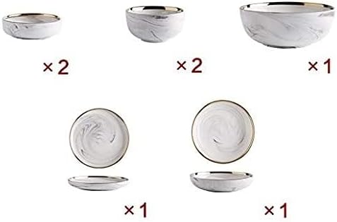 Dinner Plate Stylish Dinner Set for Restaurant and Home, Dinnerware Set Ceramics European Style Marble Dishes and Plates Porcelain Cake Dish Pastry Fruit Tray Ceramic Tableware Steak Dinner Pl (2 Peop